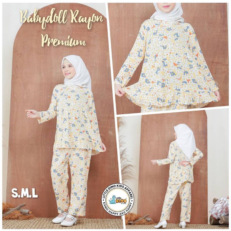 Setelan Anak Rayon One set Perempuan Flower Piyama Celana Panjang 4 5 6 7 tahun Baju Harian Anak Tanggung