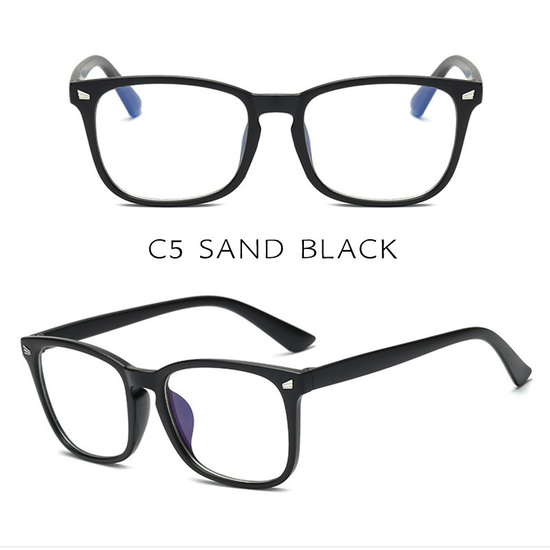 (YUZHU) Bayar di Tempat Korean Design Square Anti Radiasi Kacamata Transport Lensa Eyeglasses Women/Men