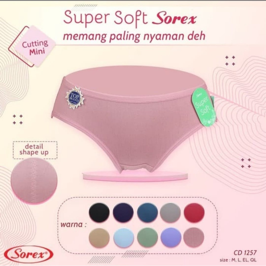 CD Sorex 1257 Wanita Celana Dalam Super Soft Wanita ORI TERMURAH ISI 3 PCS WF STORE