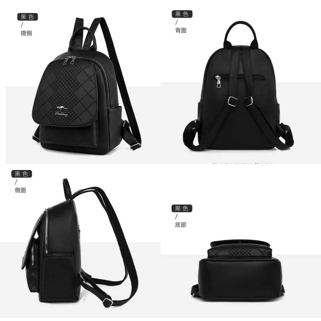 TAS RANSEL WANITA BACKPACK KULIT IMPORT HITAM TA369B5 LAURENA PUNGGUNG SEKOLAH KULIAH GENDONG BATAM