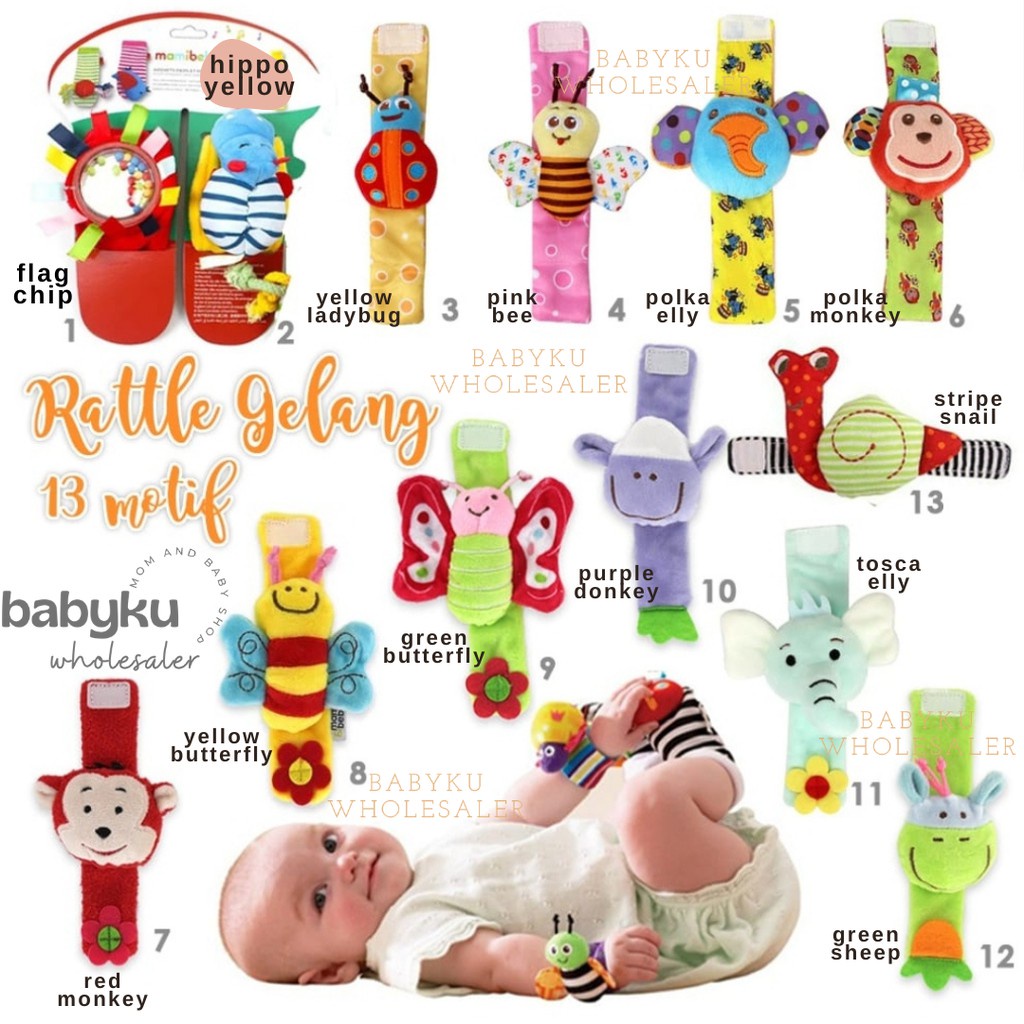 Gelang rattle bayi boneka / mainan gelang bayi kerincing