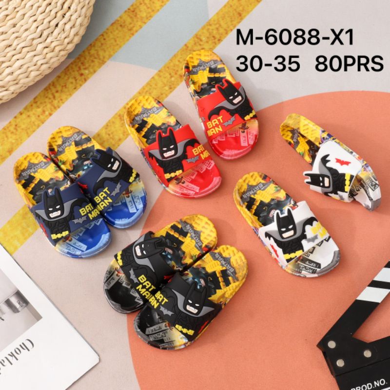 DLA - SANDAL ANAK PRIA SELOP SENDAL ANAK SLOP KARET JELLY TEBAL BATMAN BALANCE M-6088-X1