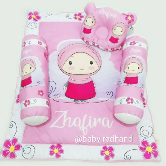 Jual bed cover set bayi atau baby bed cover set gambar gadis hijab