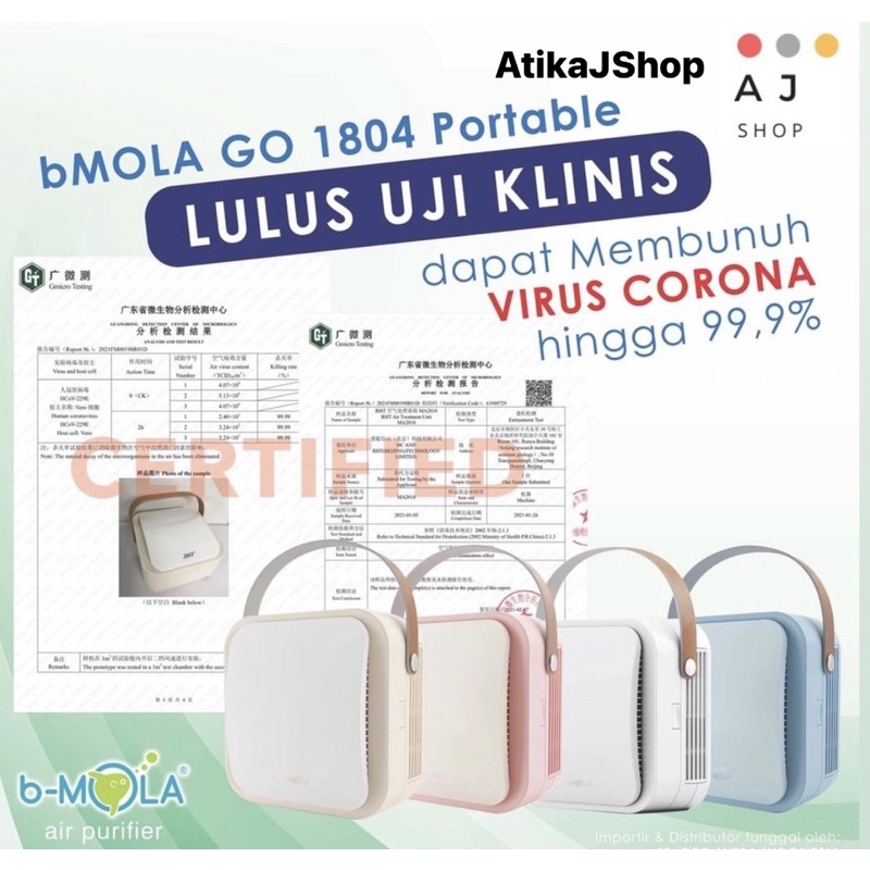 BMola Go 1804 NCCO B Mola b-MOLA Air Purifier Portable GARANSI RESMI