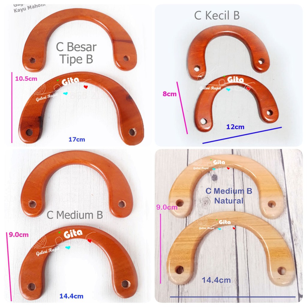 Handle Tas, Tangkai Tas, Jinjingan, Hendel Tas Kayu, Gagang Tas Kayu