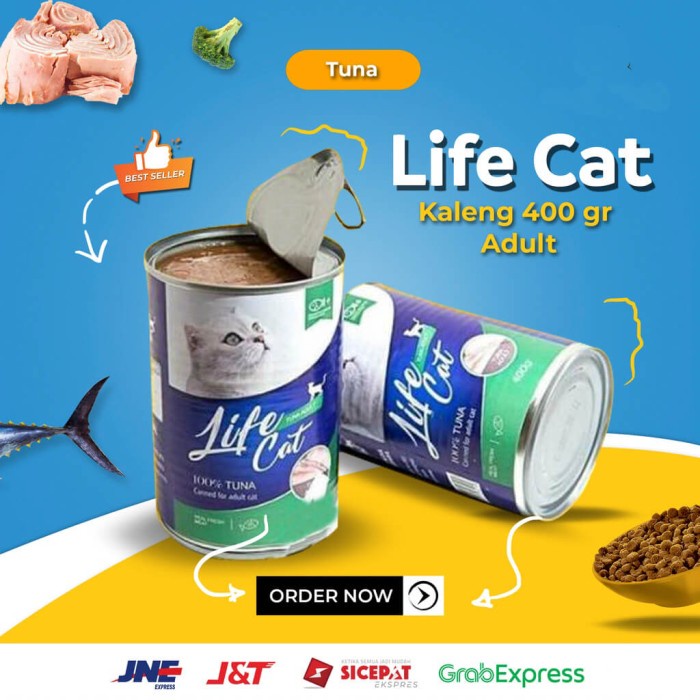 1 Dus Life Cat 400gr Kaleng Makanan Kucing Basah - Via Gojek