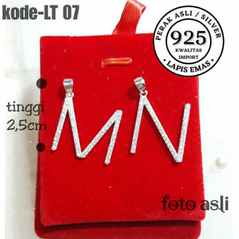 Liontin Huruf besar perak asli 925 lapis emas putih ANTI KARAT KWALITAS IMPORT