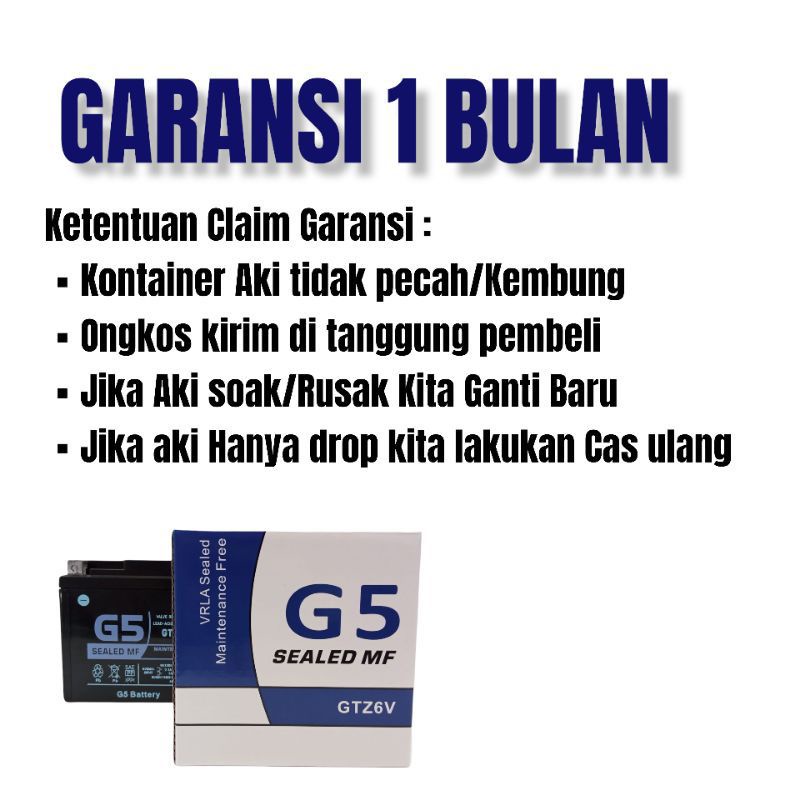 G5 GTZ6V &amp; GS GTZ7S AKI motor SATRIA FU 150, Vario 125/150 12V 7Ah