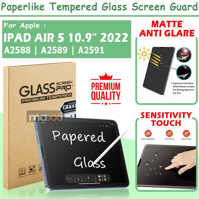 ipad air generasi 5 5th gen generation 2022 a2588 a2589 a2591 matte tempered glass paper like antigl