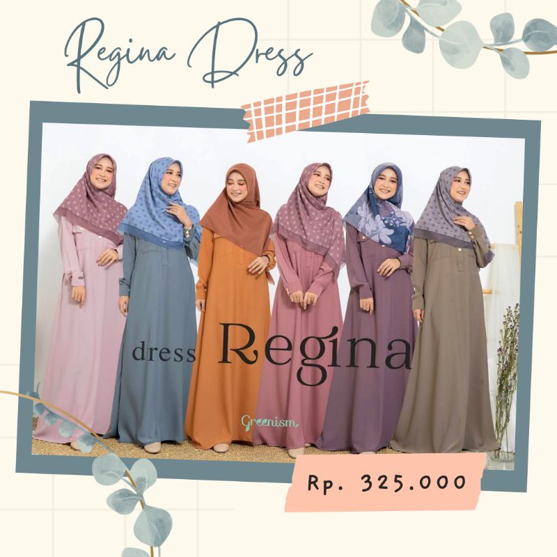 BAJU GAMIS REGINA DRESS BY GREENISM DRESS PREMIUM QUALITY POLOS SYARI BRANDED REMAJA WANITA MUSLIM