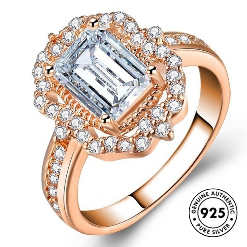 Cincin Bahan S925 Silver Warna Rose Gold Untuk Wanita