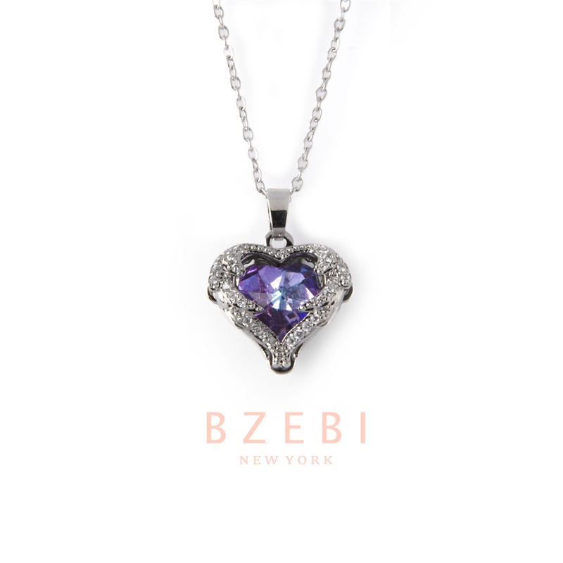 Bzebi Kalung Rantai Titanium Steel Lapis Emas 18k Hias Berlian Imitasi 873n