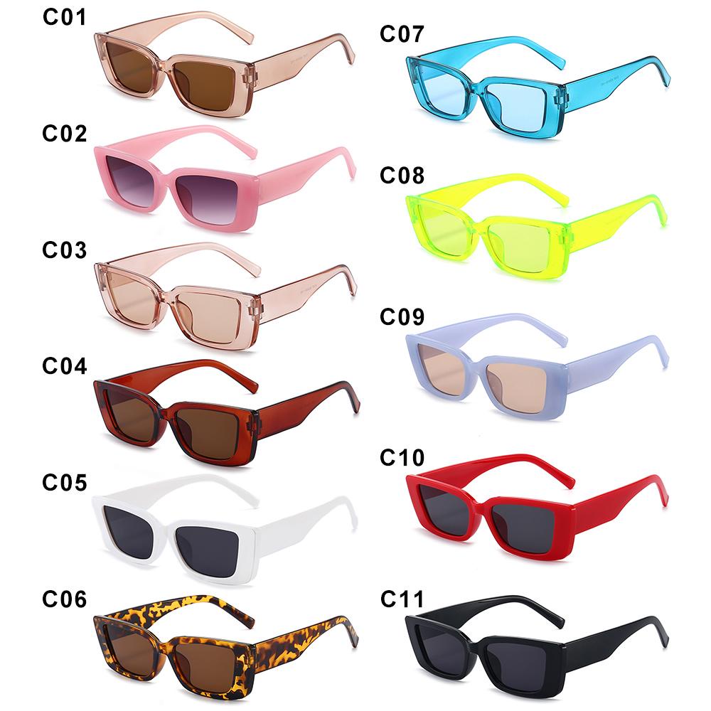 Lily Rectangle Sunglasses Retro Uv400Warna Perlindungan Perlindungan Perlindungan Mengemudi Kacamata