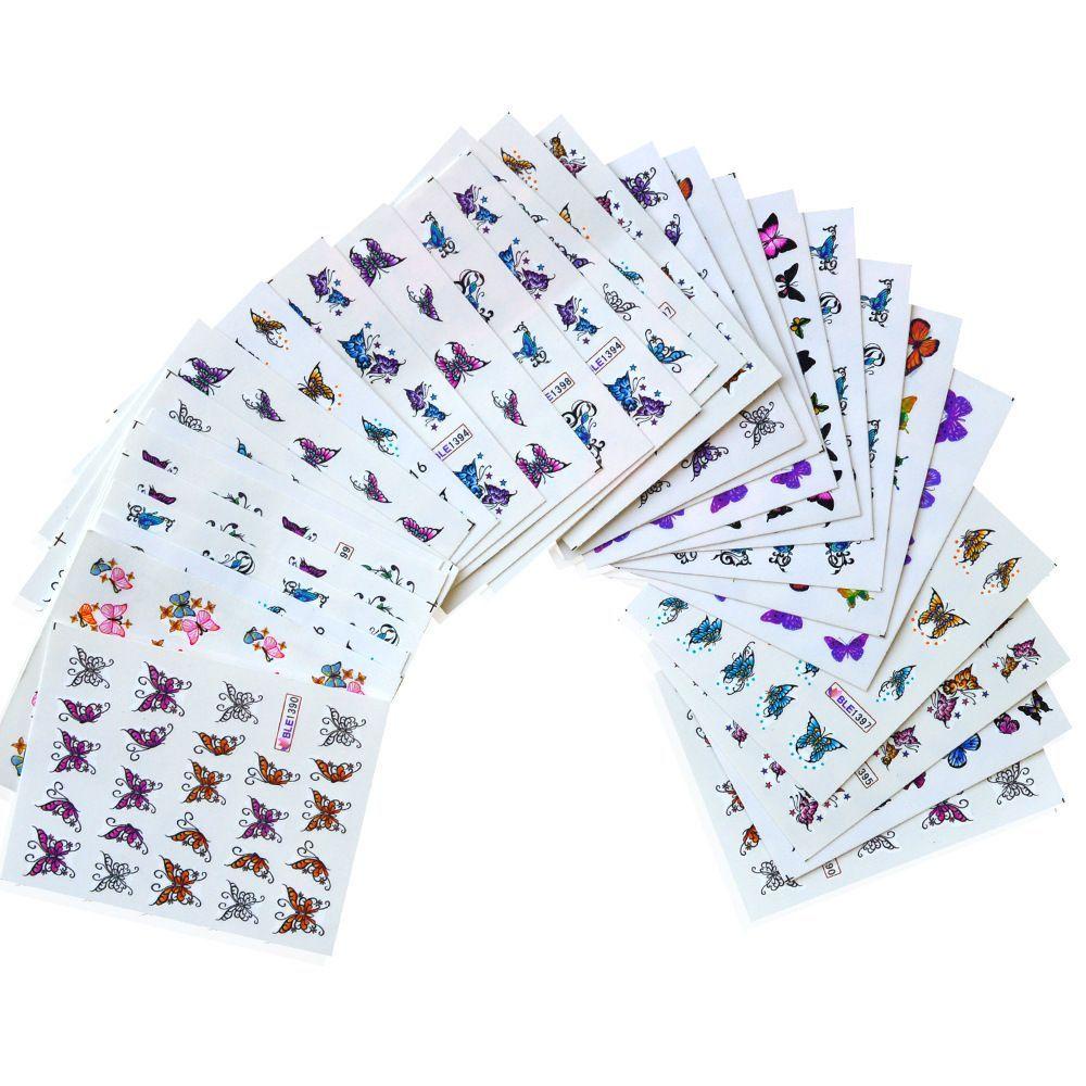 Mxbeauty Nail Art 3D Shinning 30lembar Air Decals Lucu Warna-Warni DIY Transfer Kupu-Kupu