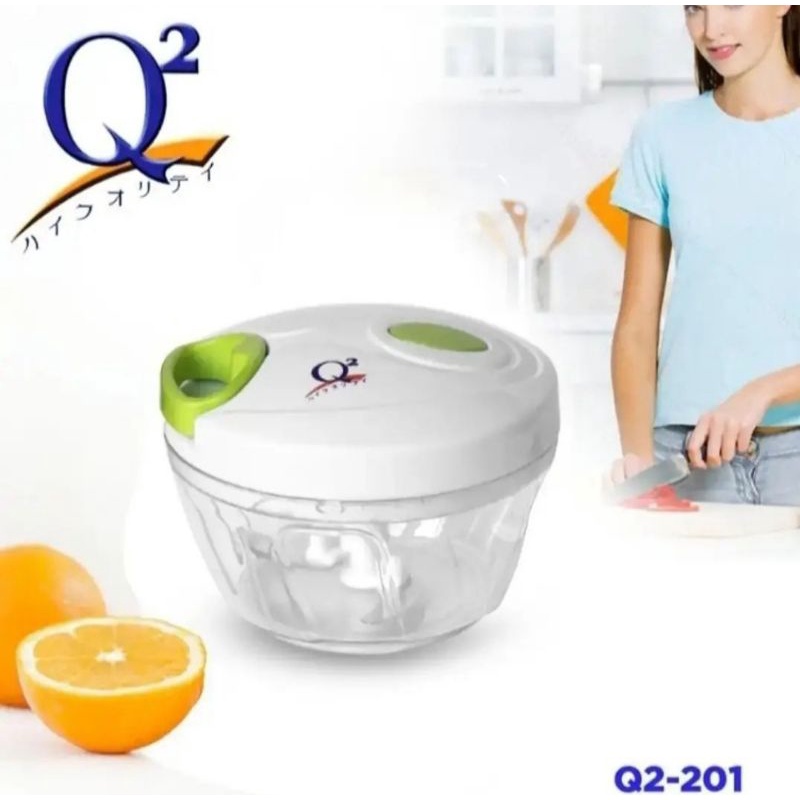 Mini Cutter / Manual Food Chopper Q2 P-201 (Alat Pencacah, Pemotong, Penghalus Bumbu / Sayuran)