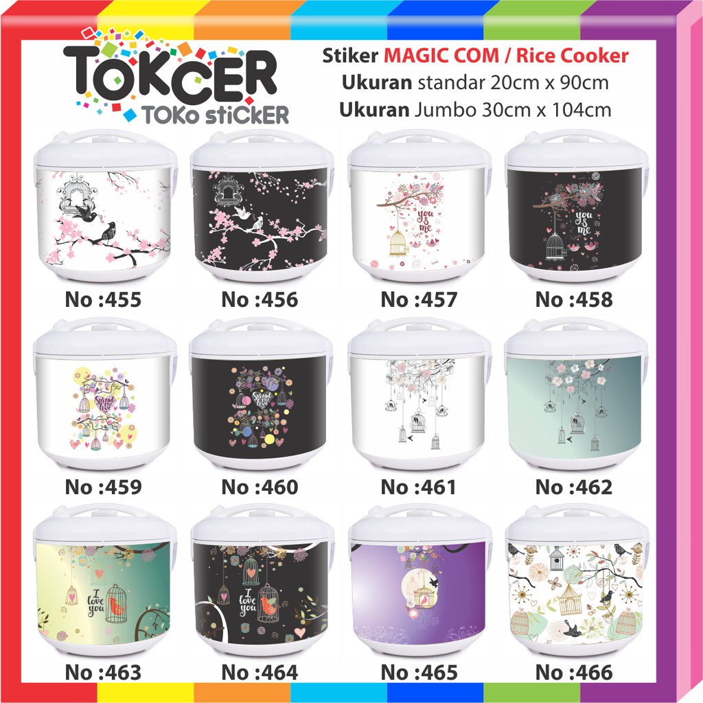 Stiker MAGIC COM / Rice Cooker Motif BIRDCAGES