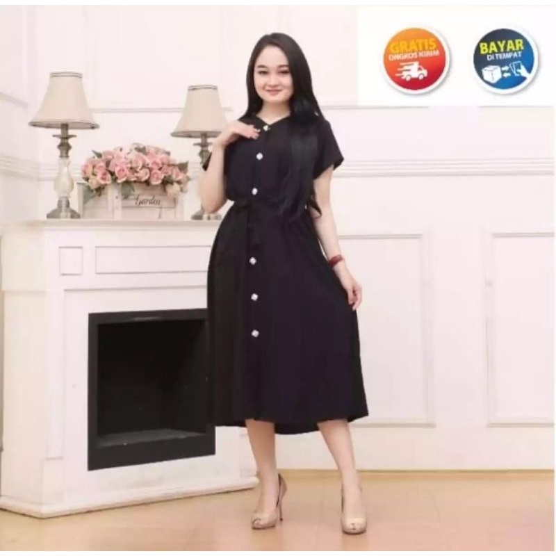 DRESS DASTER BUSUI POLOS BUSUI KEKINIAN KANCING DEPAN BUSUI DASTER POLOS JUMBO MURAH