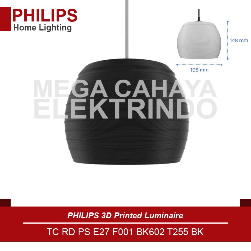 Jual PHILIPS 3D Printed Luminaire TC RD PS E27 F001 BK602 T255 BK 