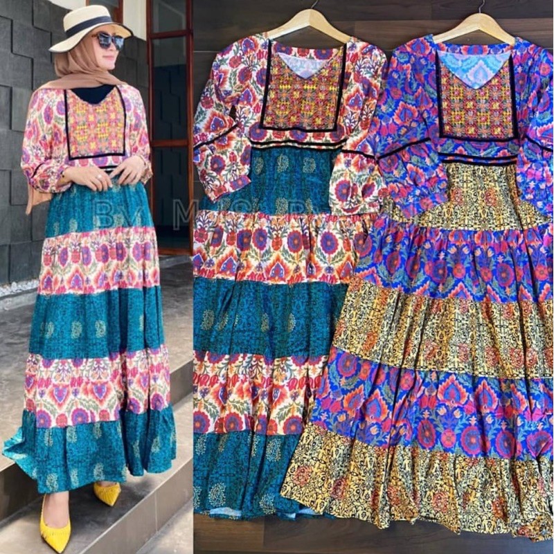 TM 15660 Maxi Dress KAZAKH import ( lengan panjang )