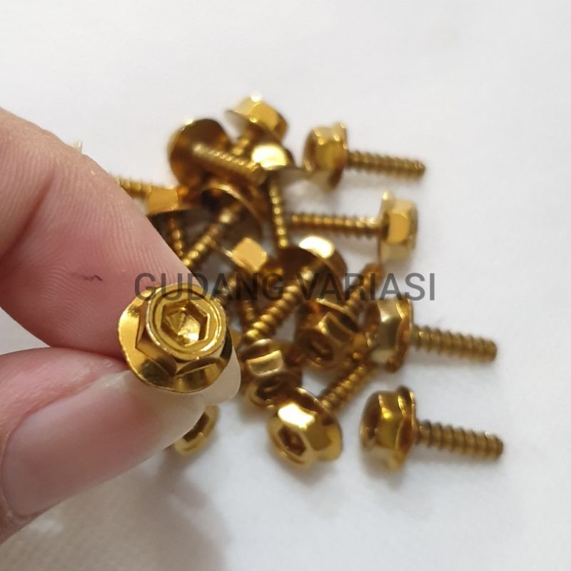 Baut probolt body Honda 2 kunci 20 Pcs GOLD BEAT SCOOPY VARIO