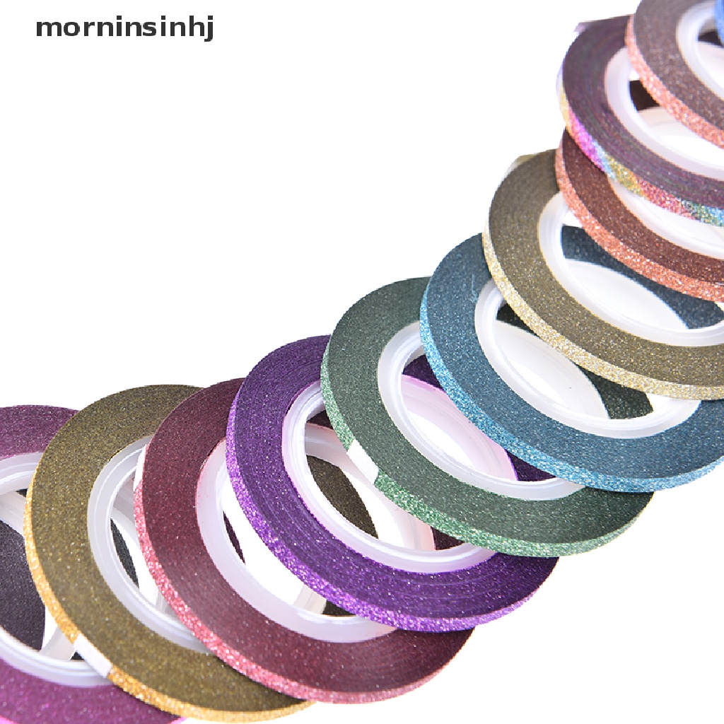 Mornin 14 Rol / Set Stiker Tape Garis 1 / 2 / 3mm Untuk Dekorasi Nail Art Diy