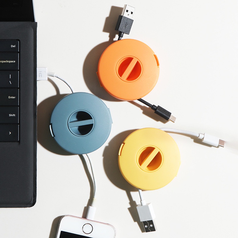 Organizer Kabel Charger HP  Melingkar / Tempat Penyimpanan Kabel Earphone Travel Rapi Mudah Dibawa Warna Modis