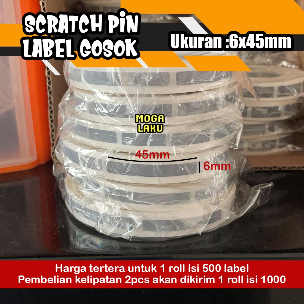 

6x45 mm Scratch Pin sticker label gosok voucher