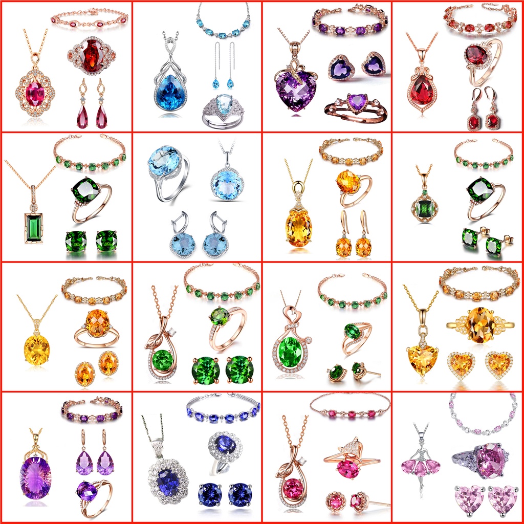 Set Kalung + Gelang + Cincin + Anting Gantung Sterling Silver 925 Rose Gold Dengan Kristal Ruby Untuk Wanita