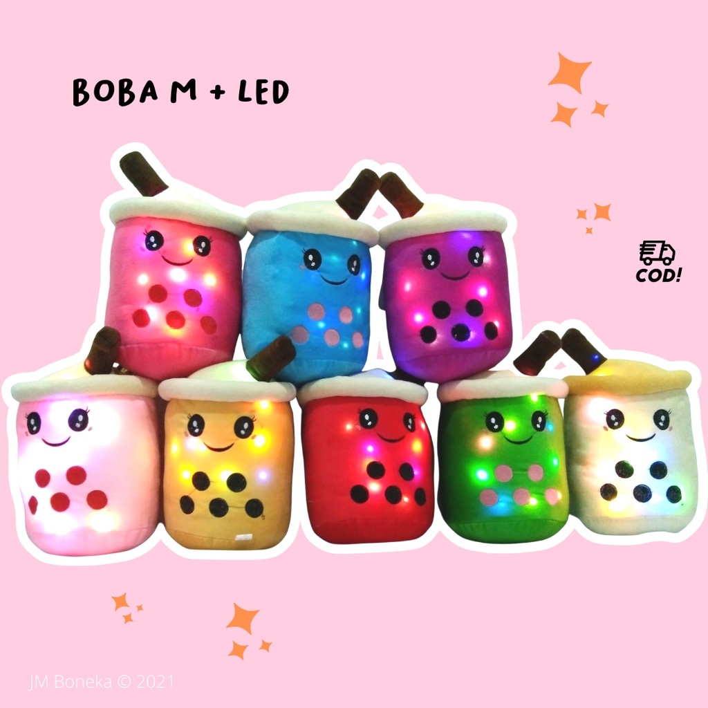 BONEKA BOBA LED MINI M LAMPU KELAP KELIP BOBA MILK TEA BROWN SUGAR DRINK MINI LUCU MURAH KECIL 20CM 
