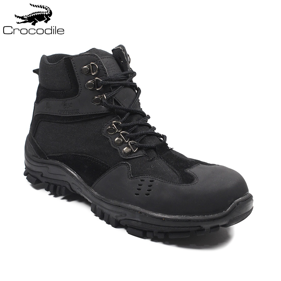 Sepatu Boots Safety Shoes Pria Ujung Besi Crocodile Indicator Pendek PDL Proyek Touring BIkers Murah