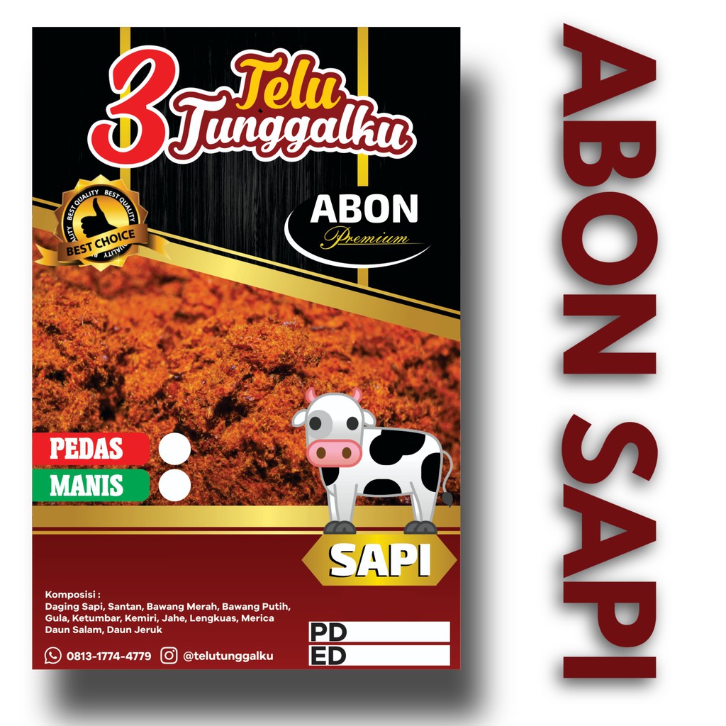 

Abon Sapi PREMIUM Pedas/Manis Telu Tunggalku 500 gram