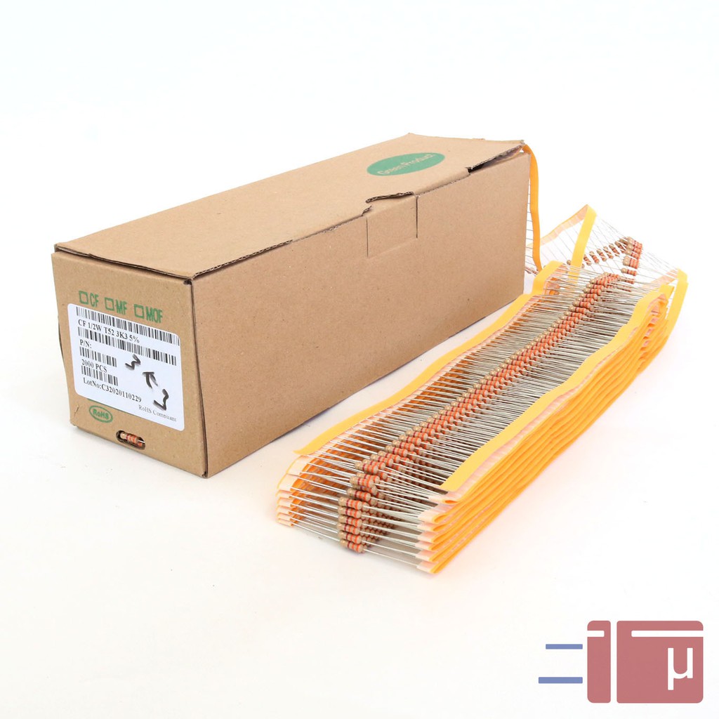 x10 Resistor 3K3 3.3K 1/2W Karbon 5% Taiwan Kaki Tembaga