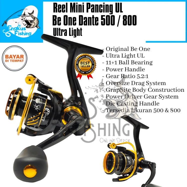 Reel Pancing UL Mini Be One Dante 500 &amp; 800 (11+1 Bearing) Power Handle Ultra Light - Engkus Fishing