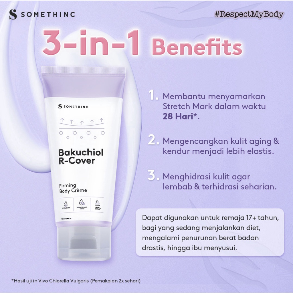 SOMETHINC Bakuchiol R-Cover Firming Body Crème - Krim Menyamarkan Strech Mark