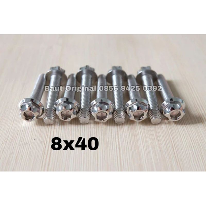 baut probolt 8x40 mm stainless new model drat 12 panjang 4cm 12 silver gs1 gear 2 kunci belimbing heng