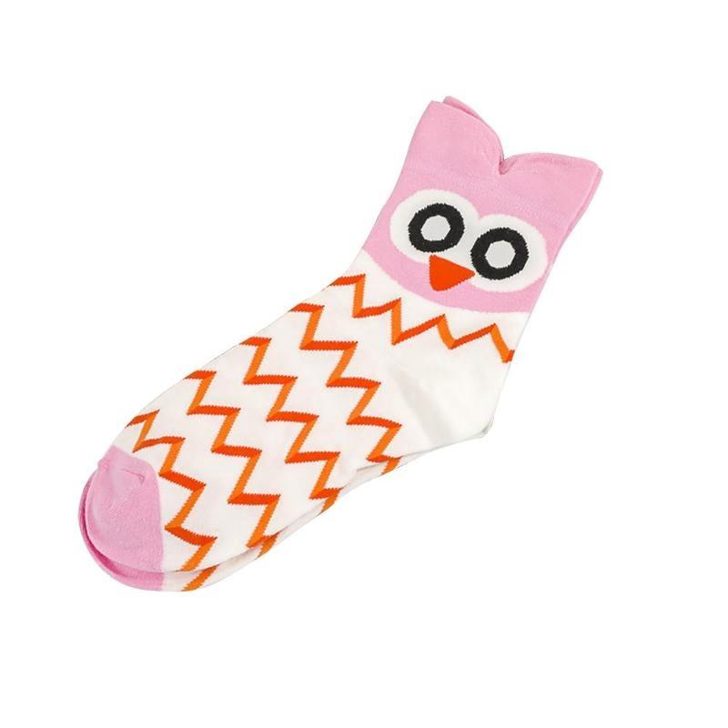 Kaos Kaki Unisex Motif Kartun Hewan Garis Burung Hantu 3d