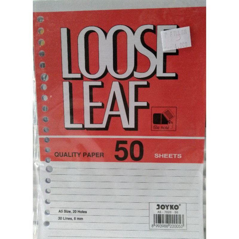 

ISI BINDER LOOSE LEAF|| isi 50 sheets || ukuran A5