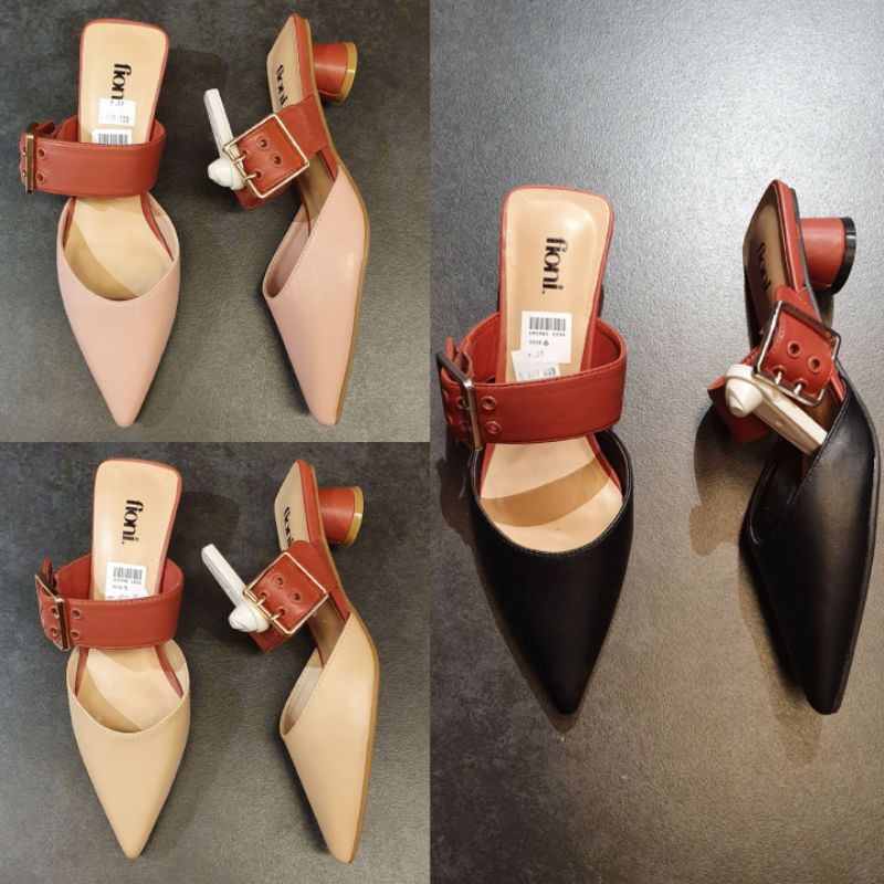 Jastip Termurah Payless by Goddes Sepatu Hak Heel Sendal Slop Sandal Selop Runcing Lancip Belt Fioni