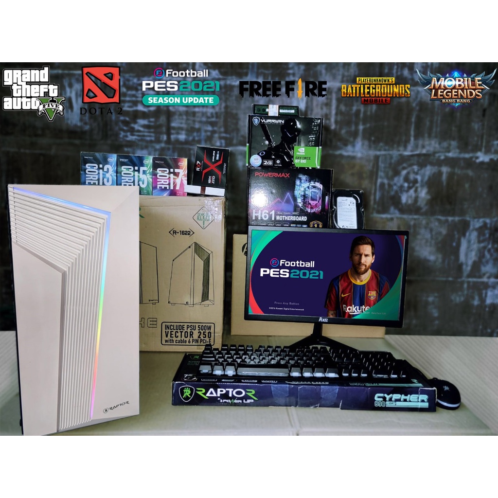 PAKET KOMPUTER GAME/DESAIN FULL BARU CORE I3,I5,I7 RAM 8GB HDD 500GB SSD 256GB VGA 2GB