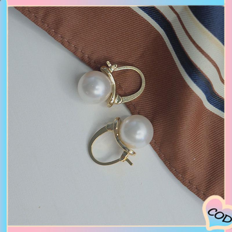 COD❤️ Anting-anting mutiara temperamen antik, gesper telinga, anting-anting kelas atas-A.one