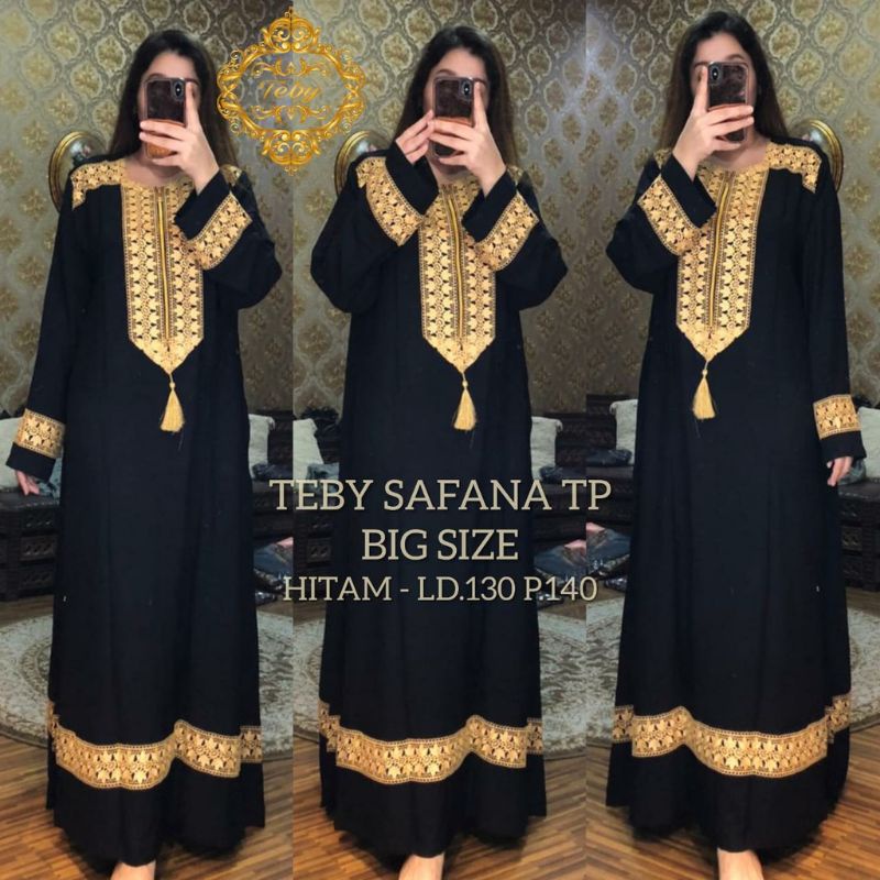 DASTER ARAB JUMBO RENDA SAFANA TP-Hitam