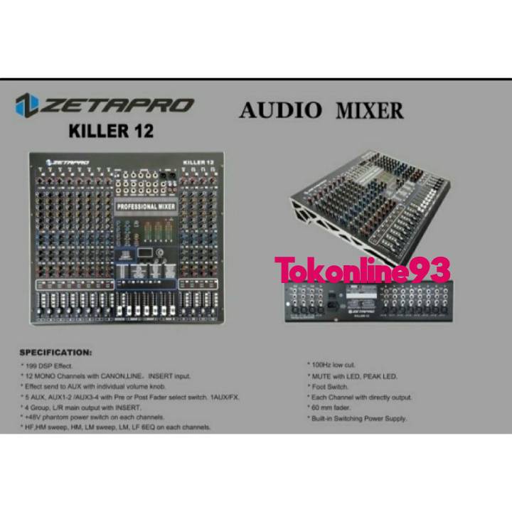 Zetapro Killer 12 Killer-12 Mixer Audio Zetapro