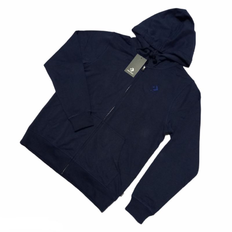 Converse Zip Hoodie Chevron Small Logo Navy Grey