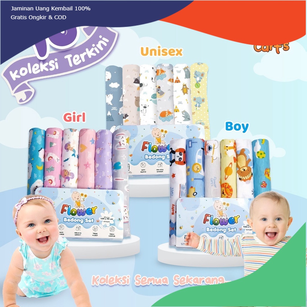 Kain Bedong Bayi Jumbo Lembut Bahan Kaos SNI Ukuran 100x90 Isi 6pcs Gedong Perlengkapan Bayi Baru Lahir Newborn Murah