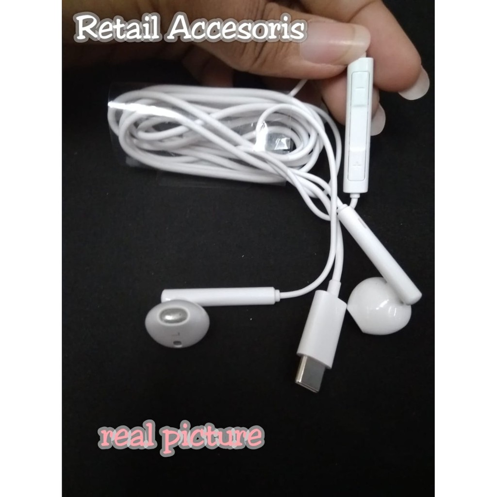 HEADSET HANDSFREE EARPHONE HUAWEI TYPE C CM 33 STEREO ORIGINAL