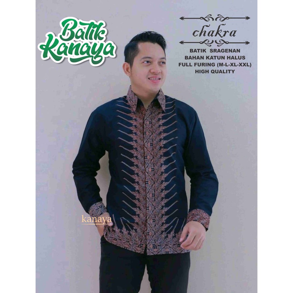 CHAKRA Kemeja Batik Pria Lengan Panjang Katun Halus FULL FURING Batik Kanaya