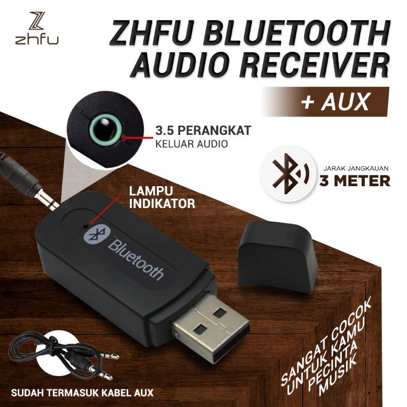 Bluetooth Audio Receiver / Music Wireless Handsfree Car Connector A2DP HP Speaker Alat Pemancar