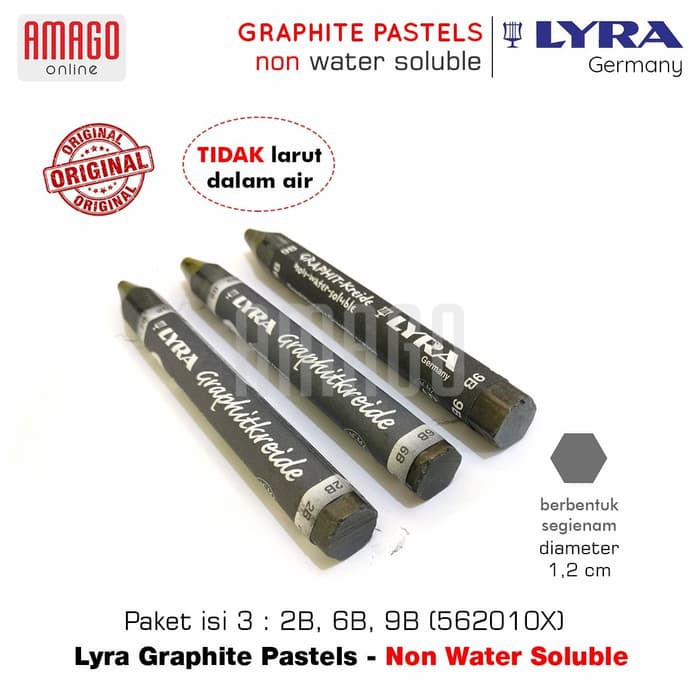 LYRA GRAPHITE PASTELS - NON-WATER SOLUBLE - PAKET ISI 3 - 2B/6B/9B - L562010X