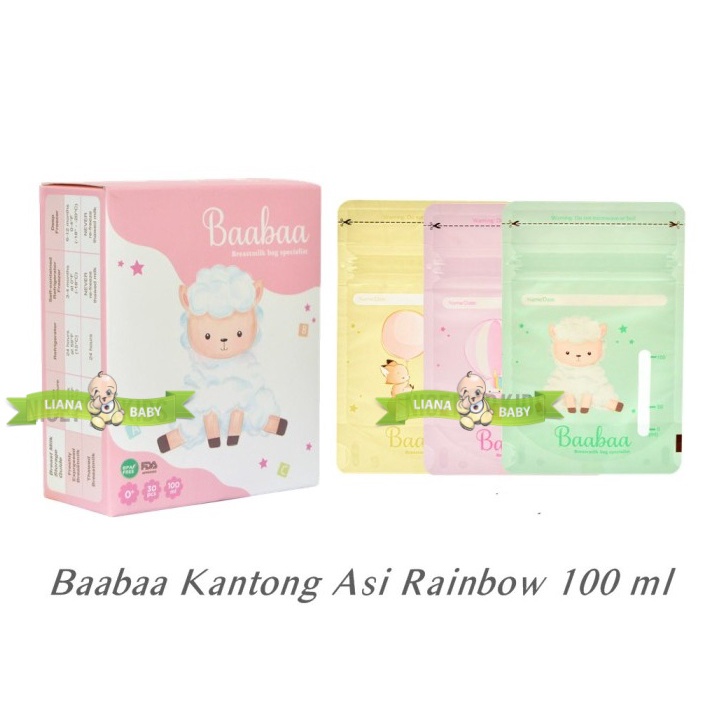 PMS90 KANTONG ASI BAABAA CLEAR 100ML isi 30 kantong  BREAST MILK STORAGE PENYIMPAN ASI