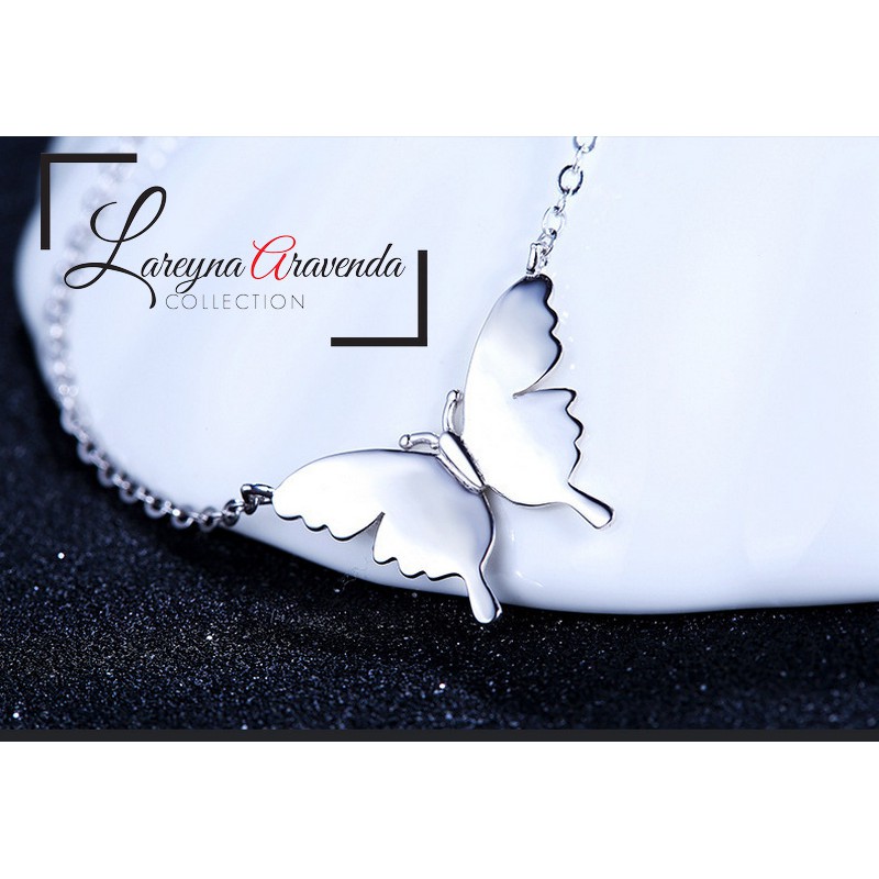 Lareyna Aravenda Kalung + Liontin S925 Wanita Model Kupu Kupu Butterfly KL064